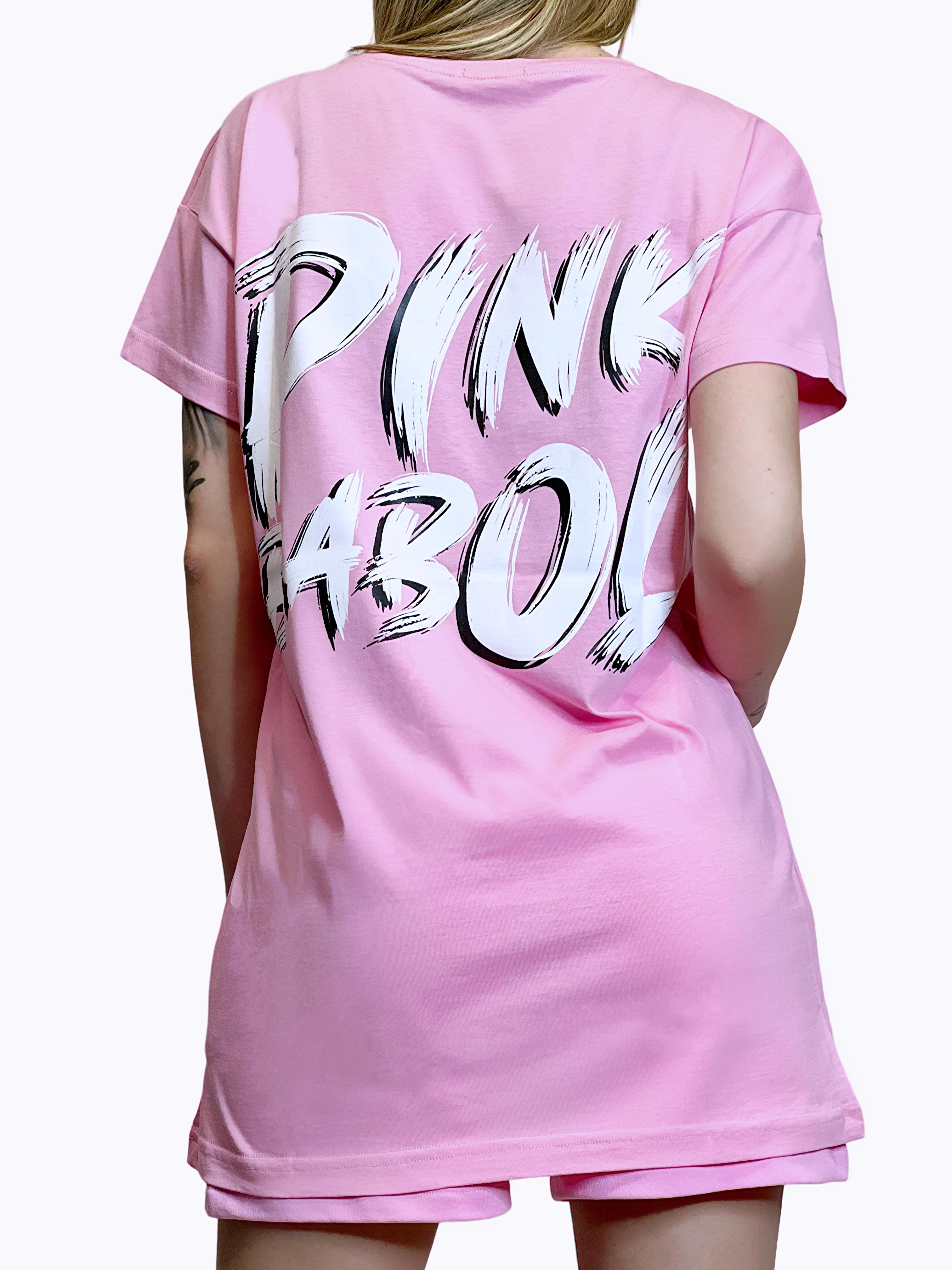 T-shirt Oversize Vestito Pink Babol Paint-Pink Babol