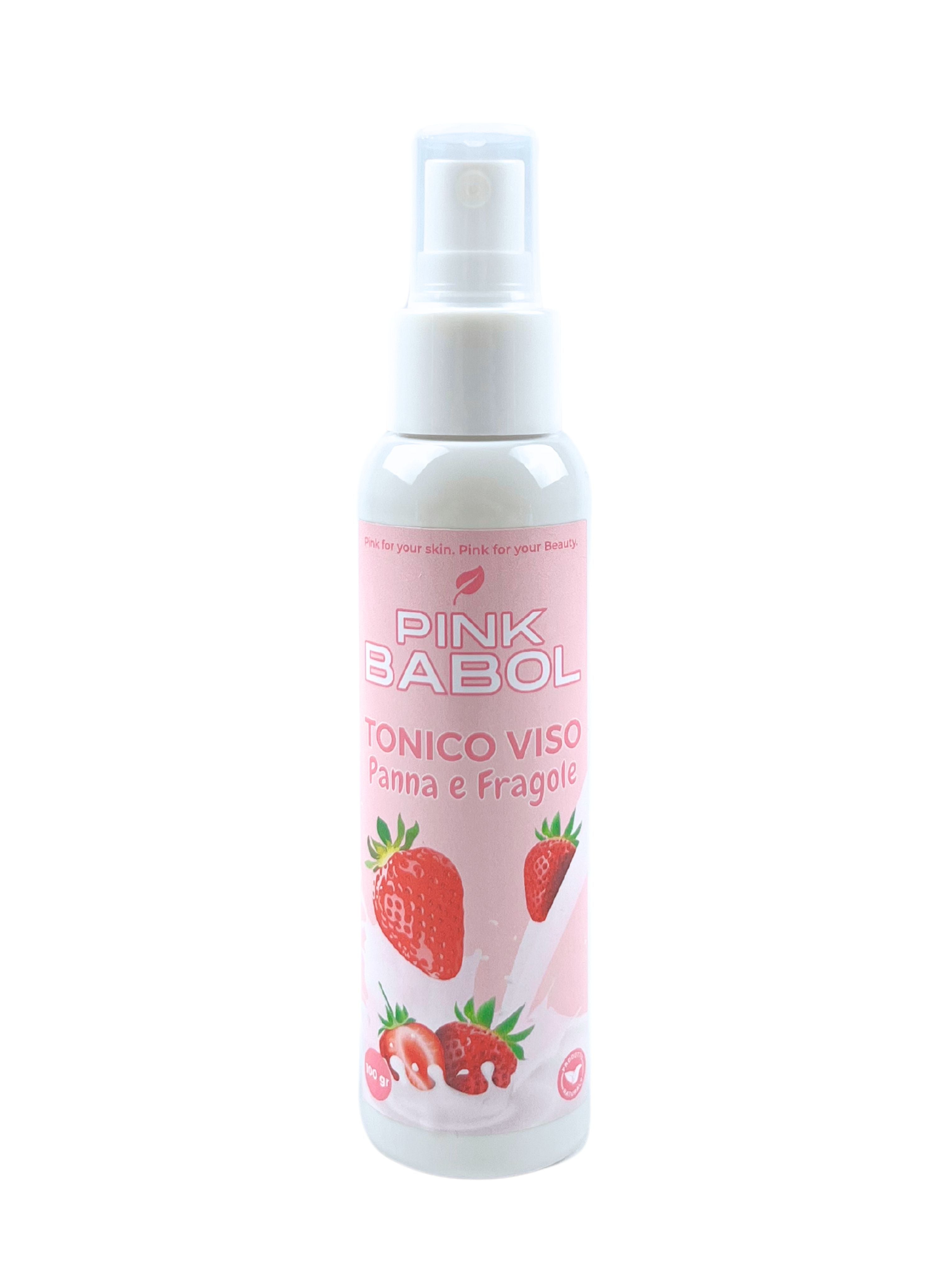 Tonico Viso Idratante, Lenitivo, Rinfrescante con Aloe Vera, Olio di Macadamia, Aqua di Hamamelis-Pink Babol