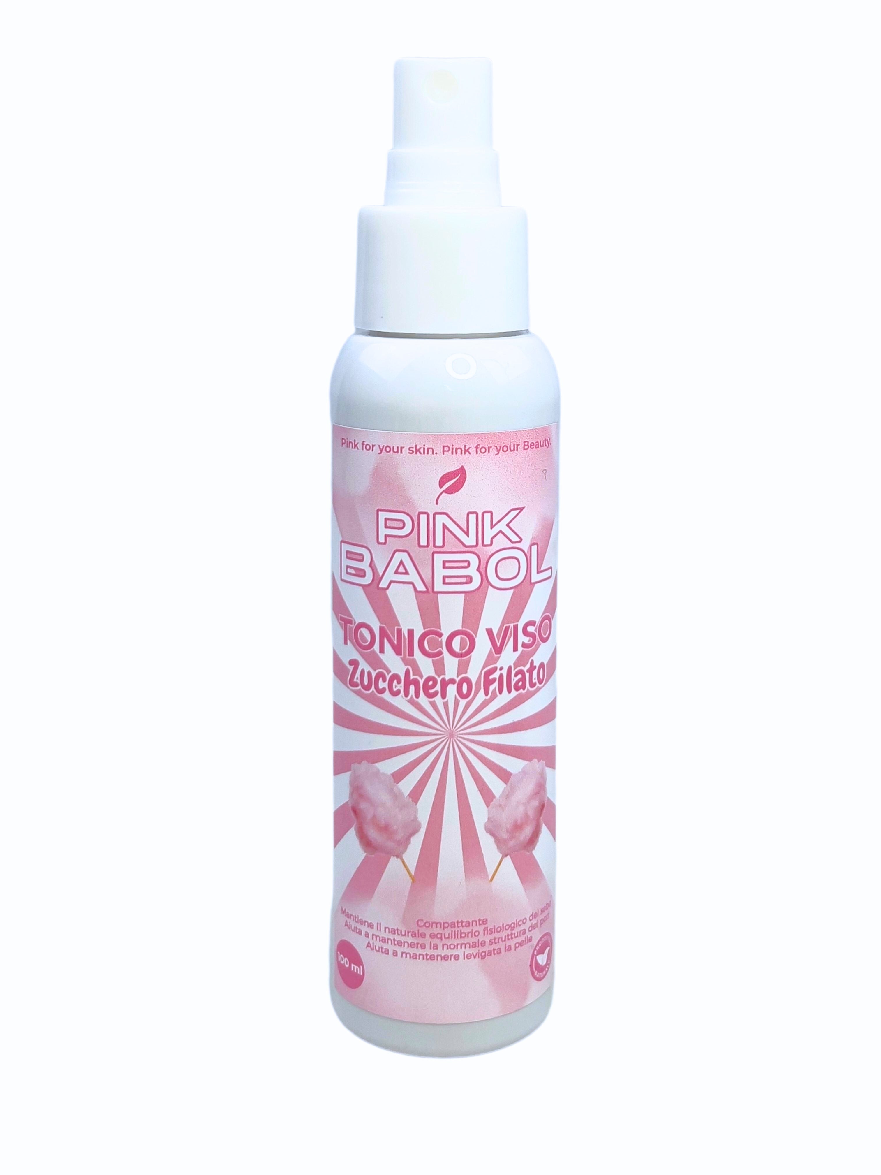 Tonico Viso Idratante, Lenitivo, Rinfrescante con Aloe Vera, Olio di Macadamia, Aqua di Hamamelis-Pink Babol