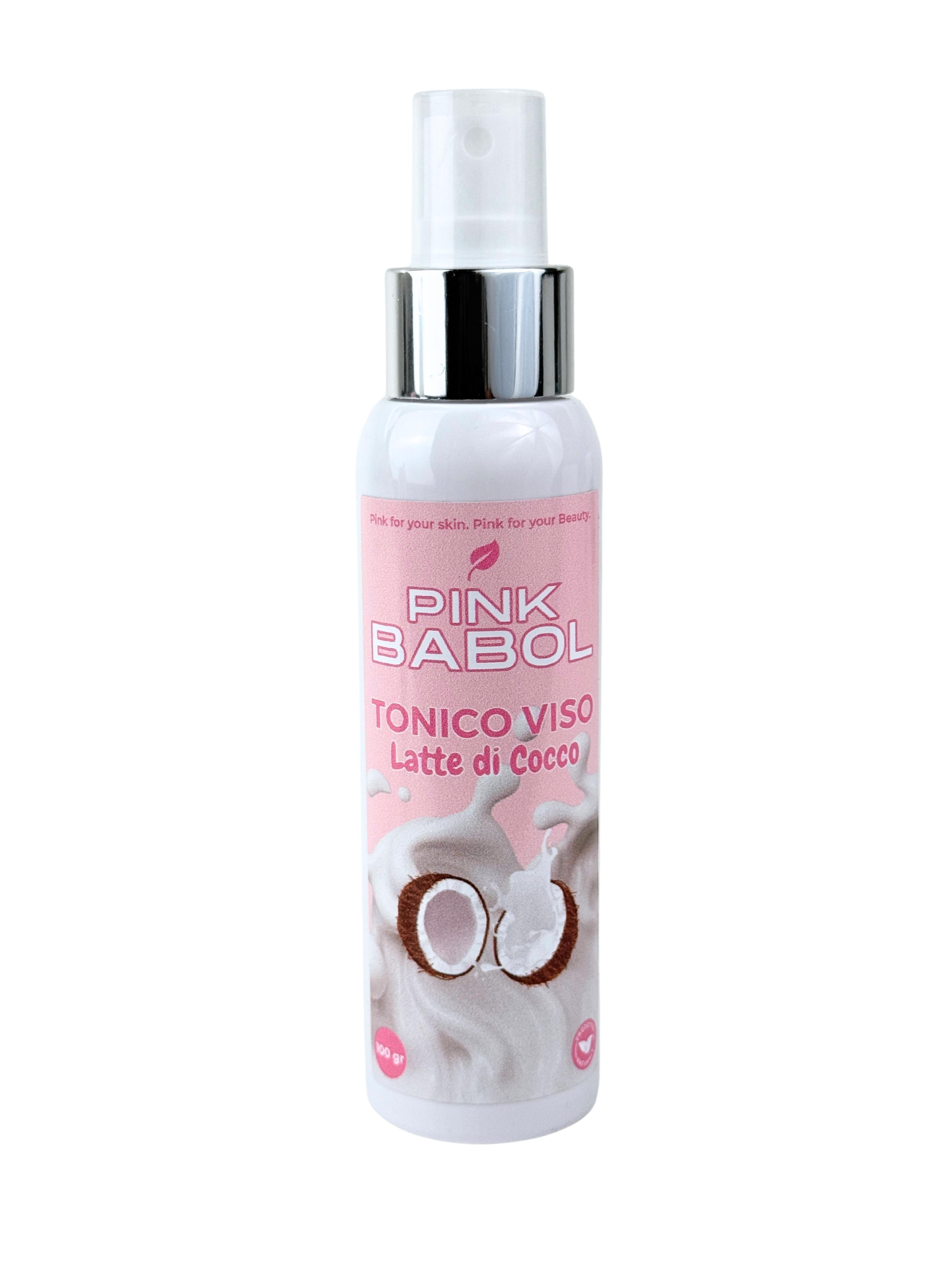 Tonico Viso Idratante, Lenitivo, Rinfrescante con Aloe Vera, Olio di Macadamia, Aqua di Hamamelis-Pink Babol