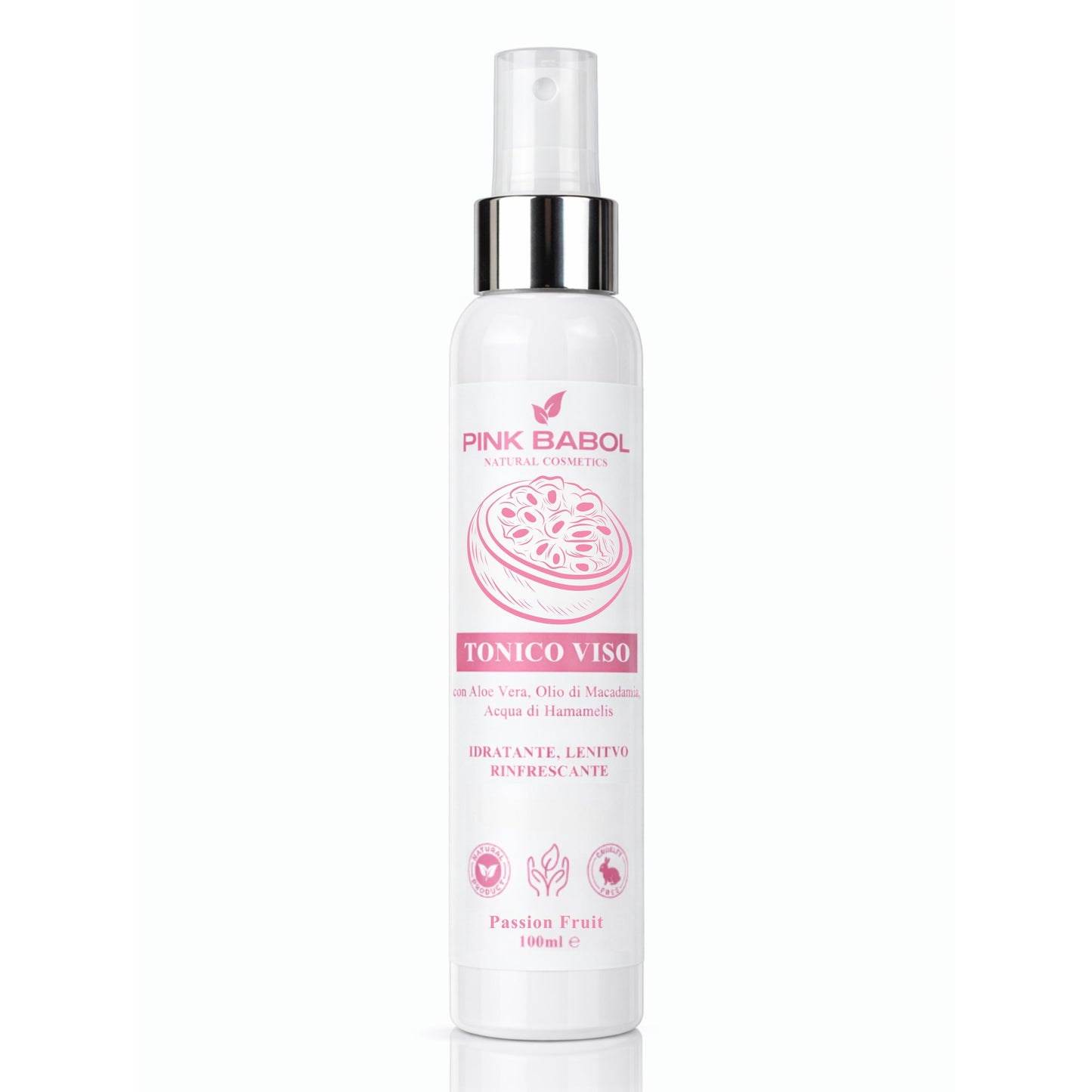 Tonico Viso con Aloe Vera, Olio di Macadamia, Acqua di Hamamelis - Idratante, Lenitivo, Rinfrescante-Pink Babol