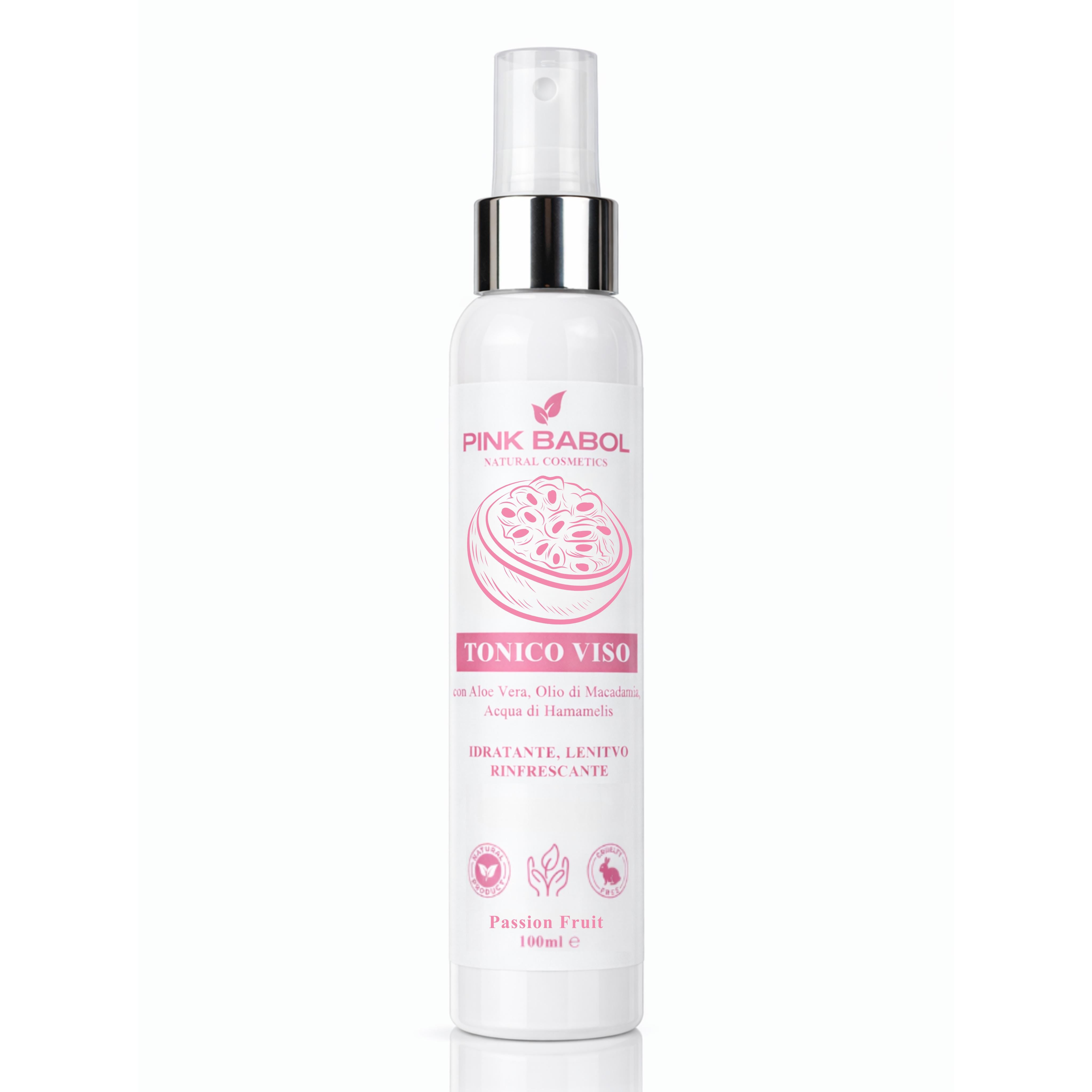Tonico Viso con Aloe Vera, Olio di Macadamia, Acqua di Hamamelis - Idratante, Lenitivo, Rinfrescante-Pink Babol