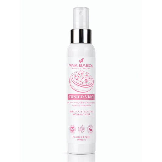 Tonico Viso con Aloe Vera, Olio di Macadamia, Acqua di Hamamelis - Idratante, Lenitivo, Rinfrescante-Pink Babol