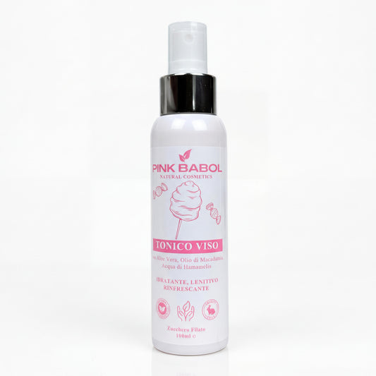 Tonico Viso con Aloe Vera, Olio di Macadamia, Acqua di Hamamelis - Idratante, Lenitivo, Rinfrescante-Pink Babol