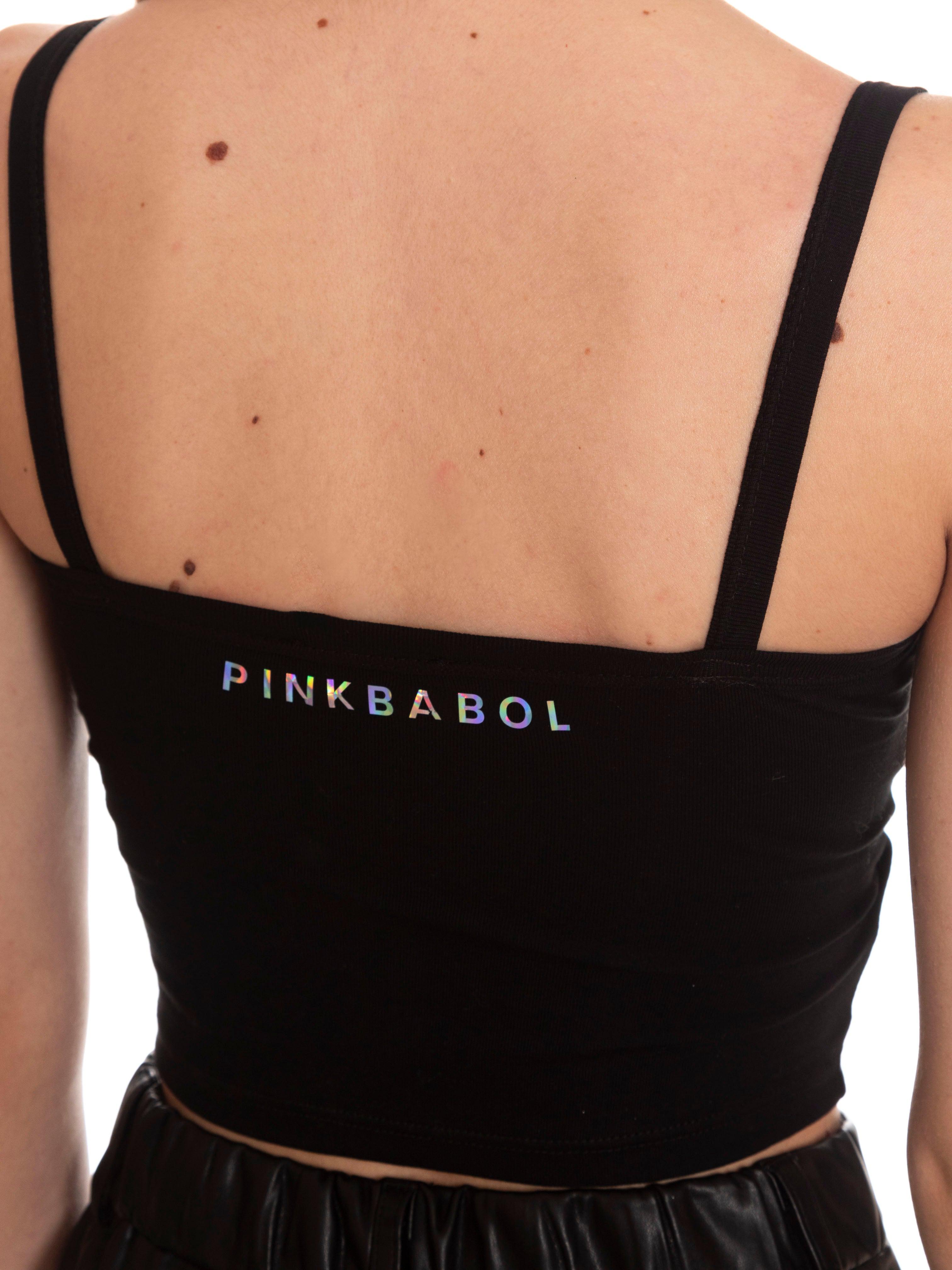 Top fitness holographic imbottito elasticizzato Pink Babol-Pink Babol