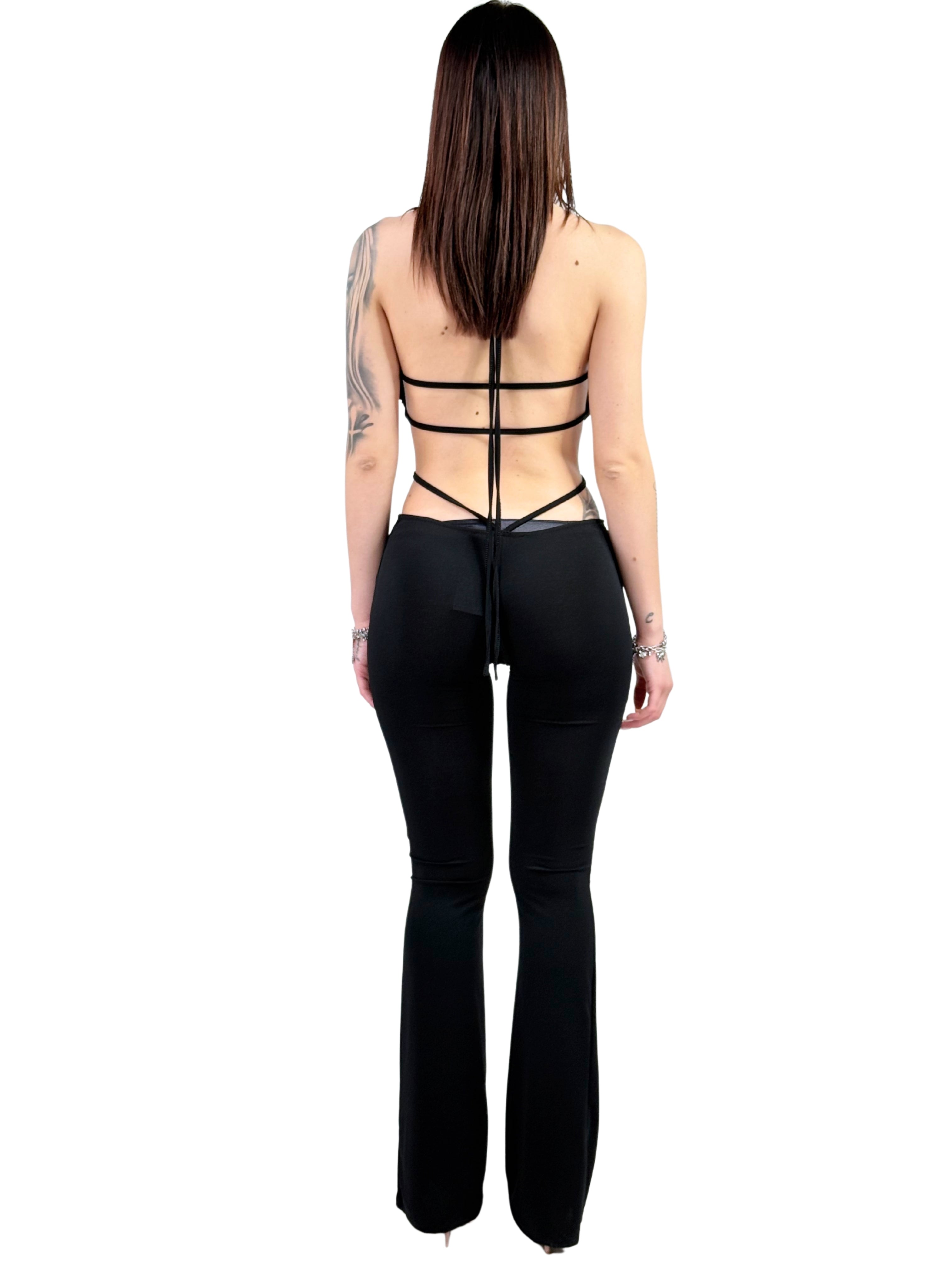 Tuta a zampa schiena scoperta e cut-out-Pink Babol